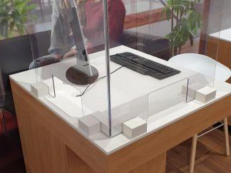 f-Spuckschutz mobil, aus Plexiglas; Set für  90°-Variante