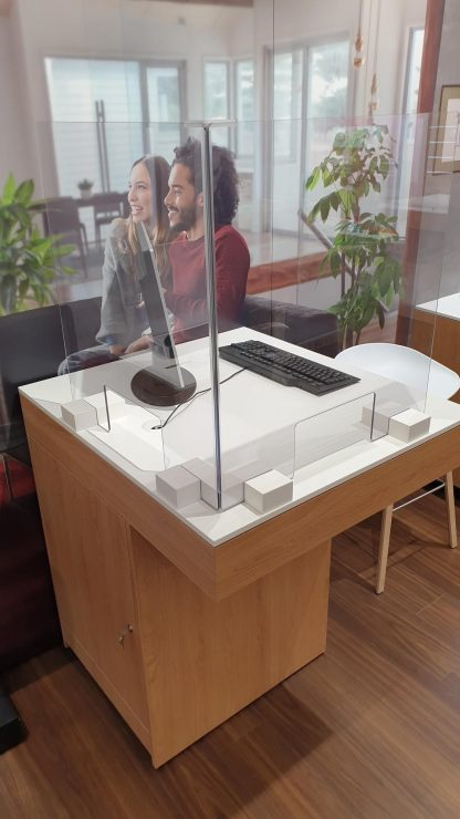 f-Spuckschutz mobil, aus Plexiglas; Set für  90°-Variante